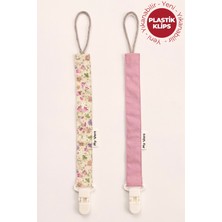 My Vera Bahar Çiçek Vizon - Gül Kurusu - Plastik Klipsli Emzik Askısı Seti - 2'li Emzik Zinciri Seti