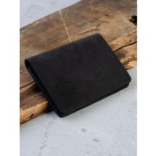 Quska Kişiye Özel Isimli El Yapımı Hakiki Deri Siyah Cüzdan Kartlık - Grain Slim