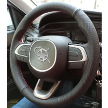 Detay Deri Direksiyon  Direksiyon Kılıfı Fiat Egea 2016-2020 Arası Eski Tip Direksiyon SporSiyah Dikiş