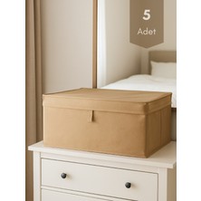 Venita Home 5 Adet Mega Boy Kapaklı Çok Amaçlı Kutu Hurç ( Çamaşır-Saklama-Düzenleme Vb. ) Düzenleyici, 60x40x30 cm