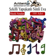 Artlantis Şekilli Simli Eva Yapışkanlı Müzik Nota 100 Lü 1 Paket Kendinden Yapışkanlı Simli Eva Sticker Okul Öncesi Kreş Ana