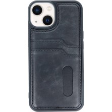 Marsilyan iPhone 14 Kılıf Sara Kartvizitli Deri Kılıf - Siyah