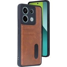 Marsilyan Xiaomi Redmi Note 13 Pro 4g Kılıf Sara Kartvizitli Deri Kılıf - Taba