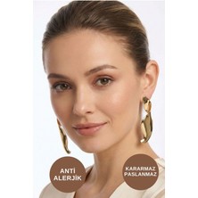 Kayoubi Kadın Antialerjik Kararmaz Suya Dayanıklı Uzun Sallantılı Tarz Gold Çelik Marka Küpe Modelleri