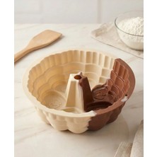 5 Adet Tutku Kalp Desenli Göbekli Yuvarlak Silikon Kek Kalıbı 22 cm