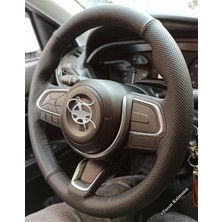 Detay Deri Direksiyon Direksiyon Kılıfı Fiat Egea 2021-24 Yeni Kasa Uyumlu Spor Direksiyon Kılıfı Siyah Dikiş