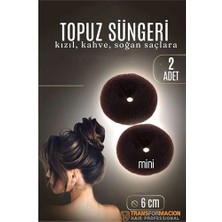 Kahve Mini Saç Topuz Süngeri  2 Adet 6 cm Çap 2.5 cm Kalınlık