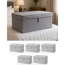 Venita Home 5 Adet Mega Boy Kapaklı Çok Amaçlı Kutu Hurç ( Çamaşır-Saklama-Düzenleme Vb. ) Düzenleyici, 60x40x30 cm