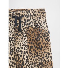 Gap Kız Çocuk Kahverengi High Rise Baskılı Pull-On Wide Leg Jean Pantolon