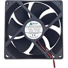 Xmer 92X92X25MM 12V 0.10A 2 Kablolu Kasa Fan Siyah Renk Özellikleri ile Yüksek Performans