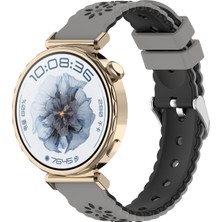 MMP Shop Huawei Watch Gt4 / Gt5 / Gt6 41 mm / Gt5 Pro 42 mm Uyumlu Çiçek Desenli Metal Tokalı Silikon Kordon