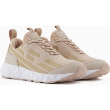 EA7 Kadın Bağcıklı Geometrik Tabanlı Sneaker - Bej/altın
