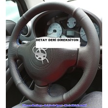 Detay Deri Direksiyon  Direksiyon Kılıfı Citroen Berlingo 2012 -Partner Spor Siyah Dikiş