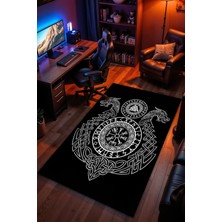 Charmbi Viking Mitoloji Desenli Kaymaz Taban Makinede Yıkanabilir Gaming Oyuncu Gamer Genç Odası Halısı