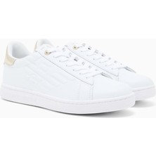 EA7 Kadın Bağcıklı Yanı Kabartma Logolu Sneaker - Beyaz