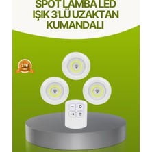 365Dükkan Uzaktan Kumandalı 3 Lü Kablosuz LED Spot Lamba Seti Yapışkanlı Pratik Kullanım