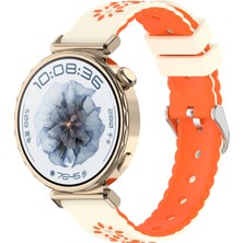 MMP Shop Huawei Watch Gt4 / Gt5 / Gt6 41 mm / Gt5 Pro 42 mm Uyumlu Çiçek Desenli Metal Tokalı Silikon Kordon