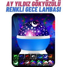 Magicway 360° Dönen Projeksiyon Renkli Işıklı Gece Lambası Ay ve Yıldızlı Gökyüzü Yansıtmalı