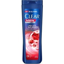 2 Adet Clear Men Kepeğe Karşı Etkili Şampuan Hızlı Stil 2si1 Arada 350 ml
