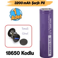 Badem10 3200MAH Şarjlı Pil PX18650 Mor Batarya 3.6V Li-Ion Uzun Ömürlü Yüksek Kapasite Şarj Edilebilir