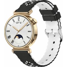 MMP Shop Huawei Watch Gt4 41MM Uyumlu Çiçek Desenli Metal Tokalı Silikon Akıllı Saat Kordon