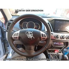 İskender Oto Aksesuar Direksiyon Kılıfı Mitsubishi Lancer - L-200  2009 - 2014  Tuşlu Bentley Sport Siyah Detay deri direksiyon