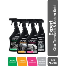 5 Adet Expert By Fakir Oto Temizlik ve Bakım Seti 4X750ML | Jant + Lastik + Araç Içi + Torpido Temizleyici
