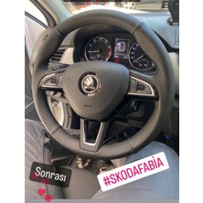 İskender Oto Aksesuar Direksiyon Kılıfı Skoda Fabia Octavia-Rapid 2015 - 2017 Sport Siyah Dikiş Detay deri direksiyon