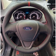 İskender Oto Aksesuar Direksiyon kılıfı Ford courier tuşsuz trend paket uyumlu kırmızı şerit kırmızı dikişli