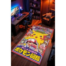 Charmbi Pokemon Desenli Kaymaz Taban Makinede Yıkanabilir Gaming Oyuncu Gamer Genç Odası Halısı