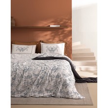 Madame Coco Etoile Çift Kişilik %100 Pamuk Lastikli Ranforce Baskılı Nevresim Takımı - Lacivert