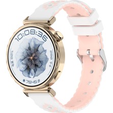 MMP Shop Huawei Watch Gt4 / Gt5 / Gt6 41 mm / Gt5 Pro 42 mm Uyumlu Çiçek Desenli Metal Tokalı Silikon Kordon