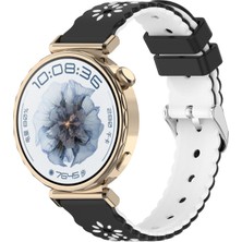 MMP Shop Huawei Watch Gt4 / Gt5 / Gt6 41 mm / Gt5 Pro 42 mm Uyumlu Çiçek Desenli Metal Tokalı Silikon Kordon