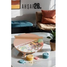 Çocuk 26 cm Ahşap Hamur Açma Masası Mini Oklava ile Oyun Hamuru Tahtası