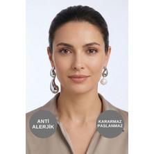 Kayoubi Kadın Antialerjik Kararmaz Suya Dayanıklı Uzun Sallantılı Incili Silver Çelik Marka Küpe Modelleri
