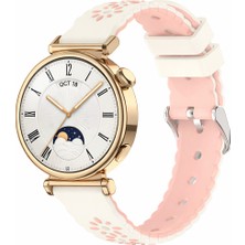 MMP Shop Huawei Watch Gt4 41MM Uyumlu Çiçek Desenli Metal Tokalı Silikon Akıllı Saat Kordon