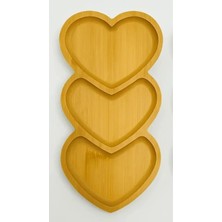 2 Adet Tutku Bambu Sunumluk 3 Bölmeli Kalp Model 10×28 cm
