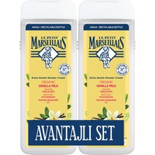 Le Petit Marseillais Vanilya Sütü Duş Jeli 2X400 ml Organik Yumuşak Etki ile Ferahlatıcı Koku