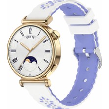 MMP Shop Huawei Watch Gt4 41MM Uyumlu Çiçek Desenli Metal Tokalı Silikon Akıllı Saat Kordon