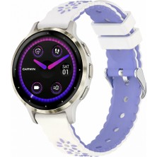 MMP Shop Garmin Venu 3s / Venu 2s 41MM Uyumlu Çiçek Desenli Metal Tokalı Silikon Akıllı Saat Kordon