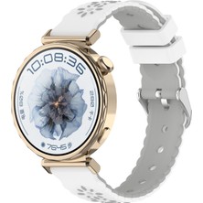 MMP Shop Huawei Watch Gt4 / Gt5 / Gt6 41 mm / Gt5 Pro 42 mm Uyumlu Çiçek Desenli Metal Tokalı Silikon Kordon