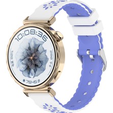 MMP Shop Huawei Watch Gt4 / Gt5 / Gt6 41 mm / Gt5 Pro 42 mm Uyumlu Çiçek Desenli Metal Tokalı Silikon Kordon