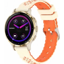 MMP Shop Garmin Venu 3s / Venu 2s 41MM Uyumlu Çiçek Desenli Metal Tokalı Silikon Akıllı Saat Kordon