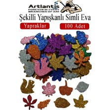 Artlantis Şekilli Simli Eva Yapışkanlı Yapraklar 100 Lü 1 Paket Kendinden Yapışkanlı Simli Eva Sticker Okul Öncesi Kreş Ana