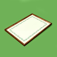 Matmel Deco Dantel Desenli Dekoratif Tepsi - Yeşil / Krem - 28,5X41 cm