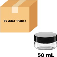 Labbakkal Cam Krem Kavanozu 50 ml - Siyah Sızdırmaz Kapaklı Şişe 50 cc 50 Adet