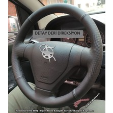 İskender Oto Aksesuar Direksiyon Kılıfı Hyundai Getz 2005 - 2006 Tuşsuz Spor Desen Detay deri direksiyon Siyah Dikiş