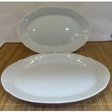 Porland Porselen Queen Beyaz 23 cm 2'li Kayık Tabak Salata ve Meze Tabağı (2 Adet)