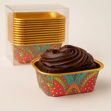 2 Adet Tutku Desenli Dikdörtgen Alüminyum Muffin Kek Kalıbı 12 Li