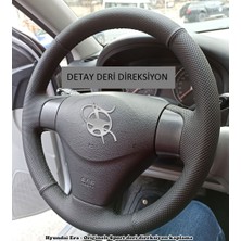 İskender Oto Aksesuar Direksiyon Kılıfı Hyundai Era Getz 2008  - 2011 Sport Siyah Dikişli Detay deri direksiyon